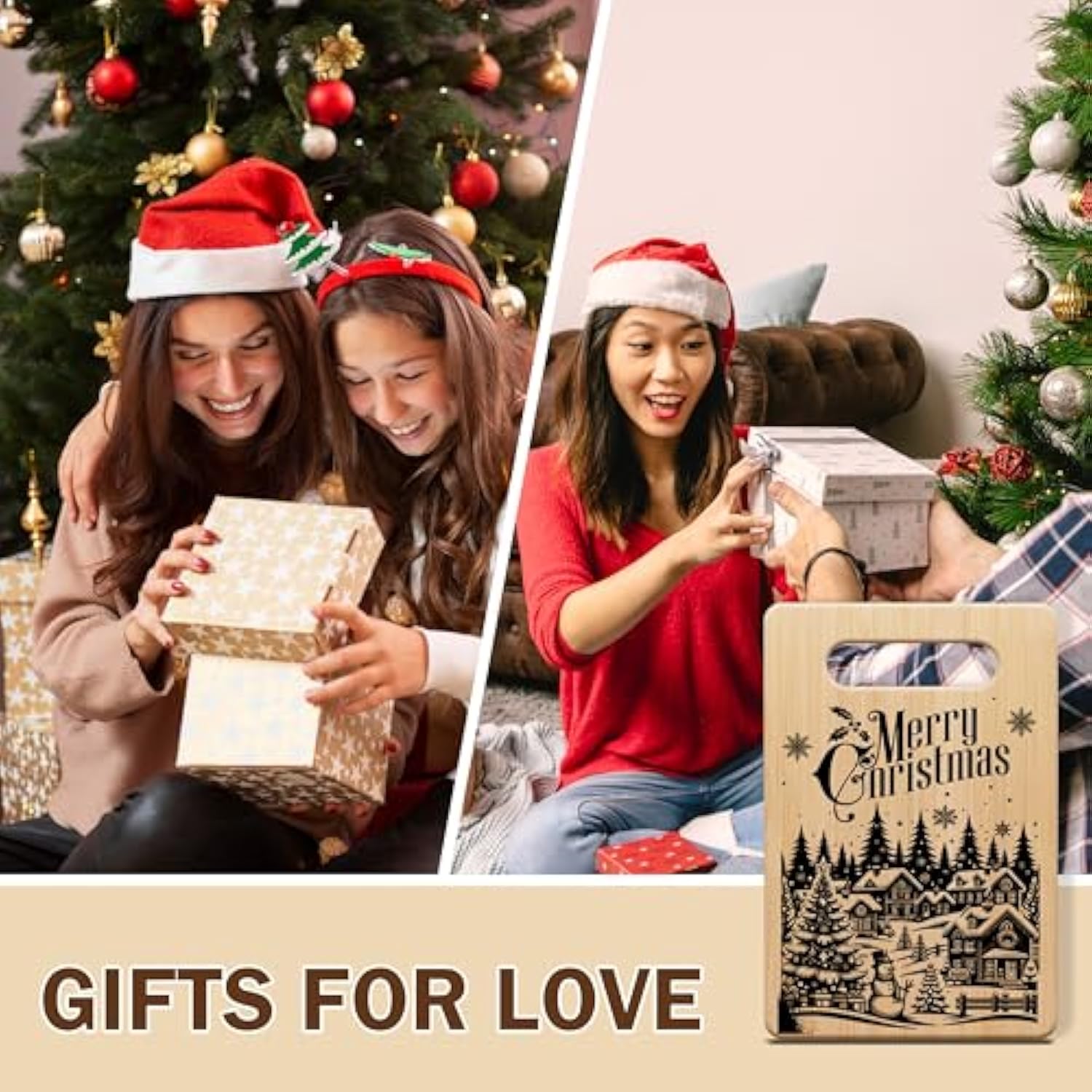 Christmas Cutting Board For Kitchen, Merry Christmas Charcuterie Board, Xmas Gifts For Women Family Friends Neighbors, Xmas Tree Holiday Chopping Boards For Home Kitchen Decorations Supplies, 10