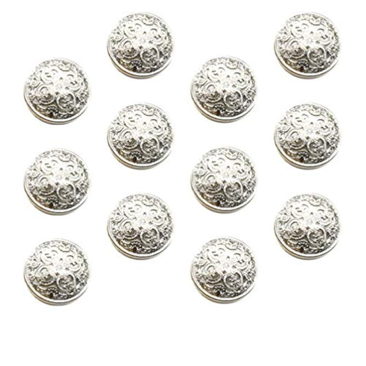 30Pcs Round Metal Hollow Out Button Coat Buttons Flat Buttons Jacket B