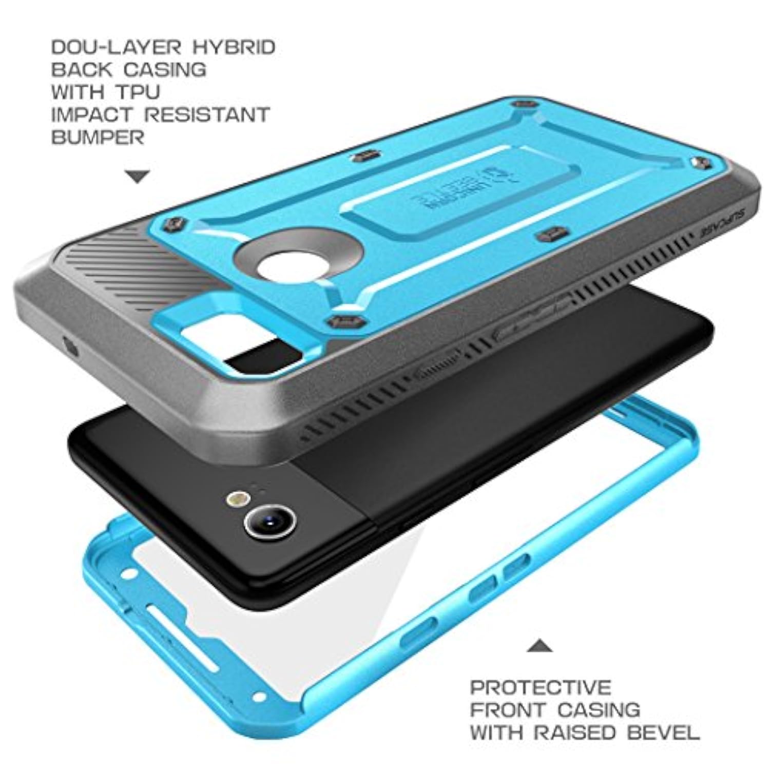SUPCASE Unicorn Beetle Pro Series Designed for Google Pixel 3a Case, Full-Body Rugged Case with Built-in Screen Protector for Google Pixel 3a 2019 Release (Blue)