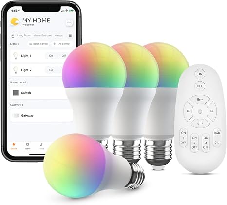 FastCon Smart Bulbs Lighting Kit with Remote Control Wireless Mesh Color Changing LED Bulbs