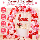 Valentine's Day Balloon Arch Kit, Pink Red White Balloon Set