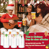 50 Pcs Plastic Christmas Cups, 14 Oz Christmas Cups Disposable Xmas Decorations,Santa Reindeer Snow Drinkware For Beer, Coffee And Wine, Clear Drinking Cup For Winter Holiday Xmas Party Supplies