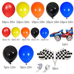 Ynou 121 Pcs Racing Balloons Arch Garland Kit Decorations, Race Car Foil Balloons, Checker Flag For Monster Truck Party, Finish Line, Nascar Party Supplies
