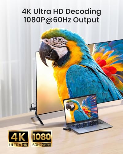 Mini Wireless HDMI Transmitter and Receiver 165FT/50M,4K Decode 1080P@60Hz Ultra HD Video Output, Plug&Play 5G for Video and Audio to Monitor from