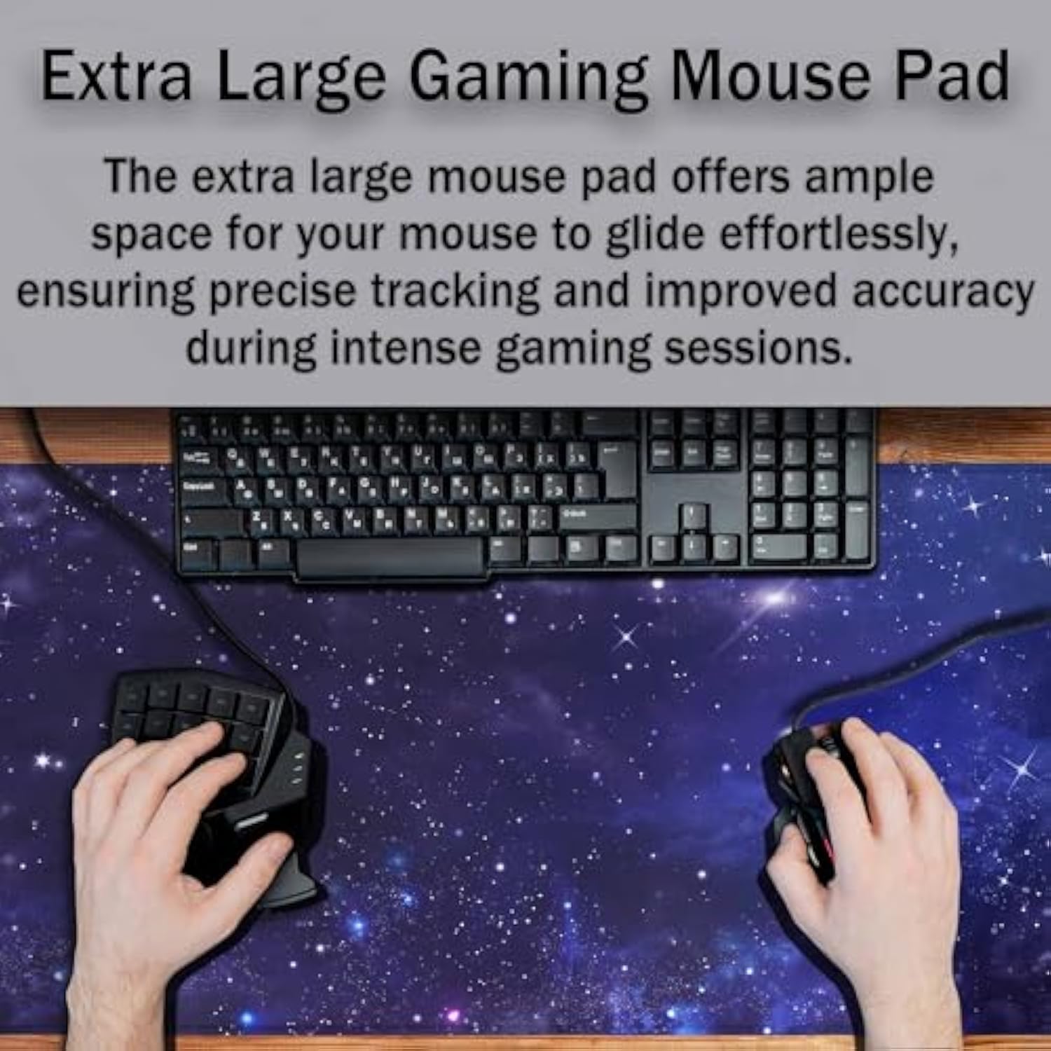 Galaxy Universe Large Gaming Mouse Pad Starry Night Sky Stars Outer Space Long Mousepad Non-Slip Rubber Base Keyboard Mat For Desk,Office,Home 35.4"X15.7"
