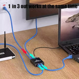 Ethernet Splitter High Speed Gigabit, 1000Mbps Ethernet Splitter 1 To 3[3 Devices Simultaneous Networking], Rj45 Splitter Adapter With Usb Power Cable, Internet Splitter For Cat5E/6/7/8 Cable