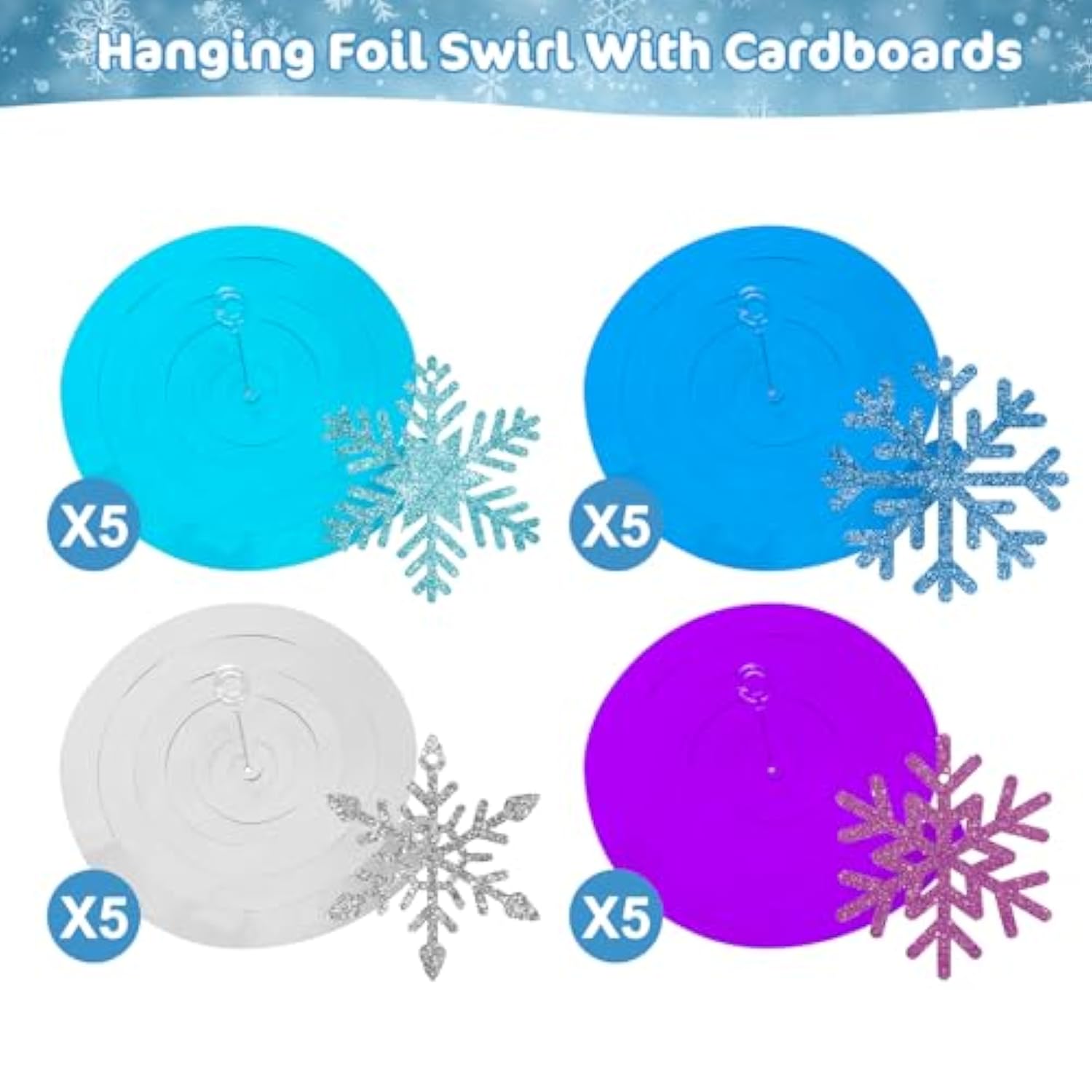 20 Pack Frozen Snowflake Hanging Decorations - Winter Snowflakes Hanging Swirls Ceiling Streamers, Glittery Snowflakes Ornament For Wonderland Frozen Party Decorations, Birthday And Christmas Decor