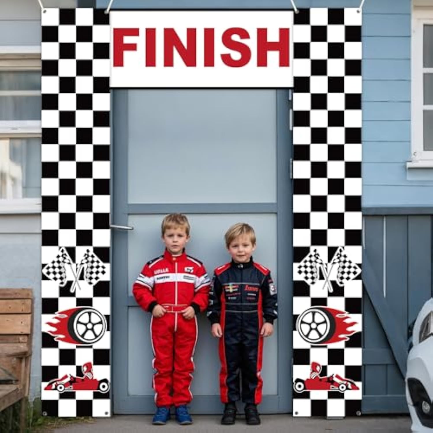 3 Pcs Race Car Birthday Party Decorations Checkered Flags Backdrop Racing Themed Photo Booth Props Let'S Go Racing Hanging Banner Background For Boys Fan Baby Shower One Happy Dude Party Supplies