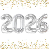 16in Silver 2026 Number Balloons Happy New Year Party Decorations