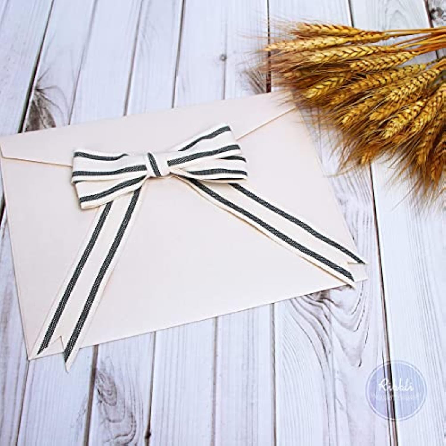 Natural Cotton Stripe Ribbon,1Inch X 10 Yard Spool,Natural/Black,Farmh