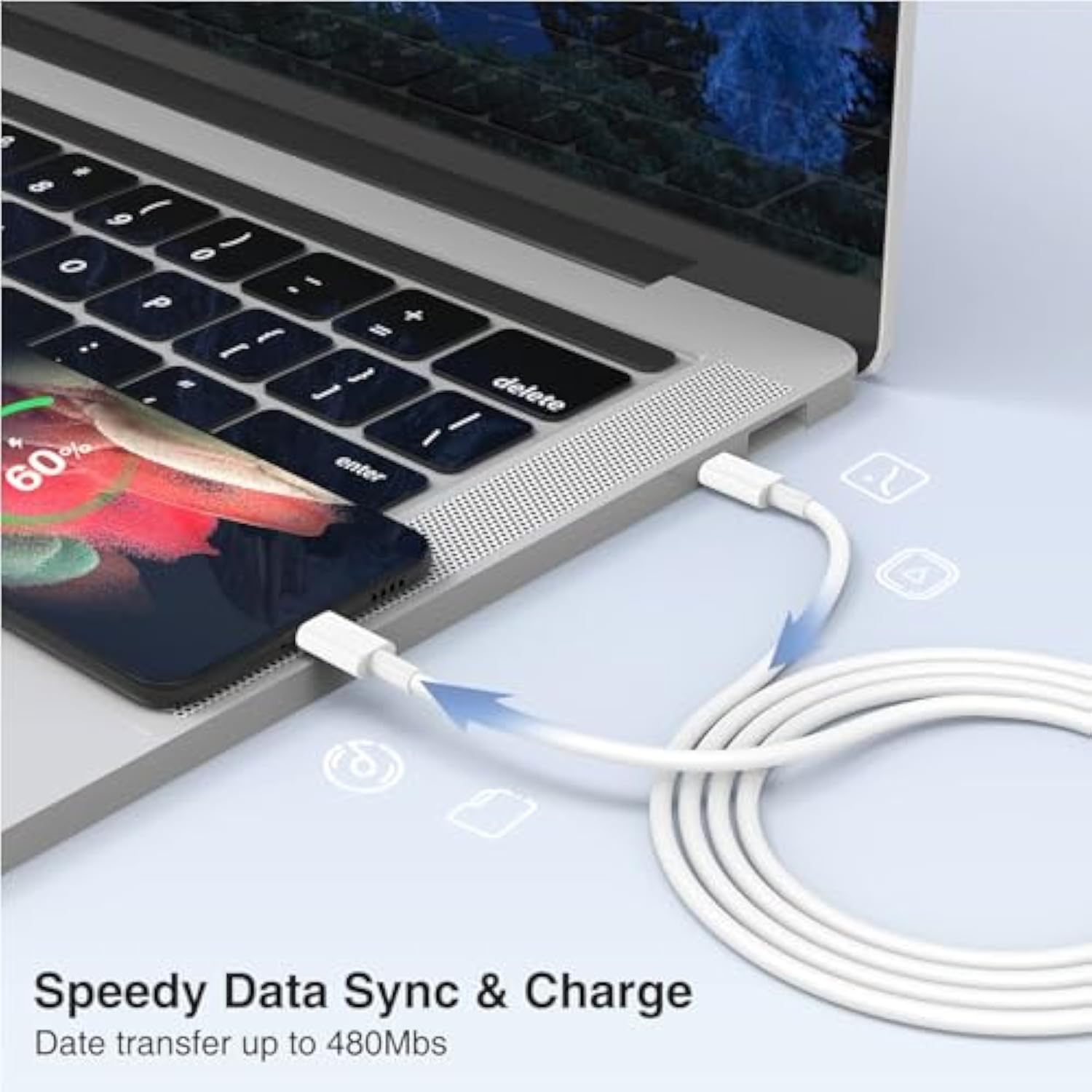 2-Pack 10Ft 60W Usb C To Usb C Cable, Type C To Type C Cable,Fast Charging Cab
