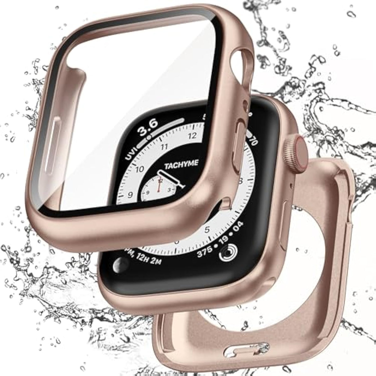 2 In 1 Waterproof Case Compatible With Apple Watch 42Mm Series 11 10 With Tempered Glass Screen Protector, Full Coverage Bumper Cover For Iwatch Case 42Mm Rose Gold