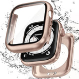 2 In 1 Waterproof Case Compatible With Apple Watch 42Mm Series 11 10 With Tempered Glass Screen Protector, Full Coverage Bumper Cover For Iwatch Case 42Mm Rose Gold
