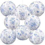 8 Pcs Blue Floral Spring Paper Lanterns 12 Inch Blue And White Hanging Paper Lantern Decorations 2 Styles Chinoiserie Lanterns For Garden Party Birthday Baby Shower Wedding Tea Home Decor