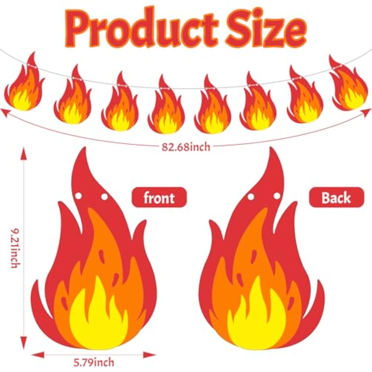 3 Set 6.9 Ft Flame Banner Flags Party Accessory Flame Bunting Flags String Hanging Party Banner Decorations With Rope For Party Events Celebration