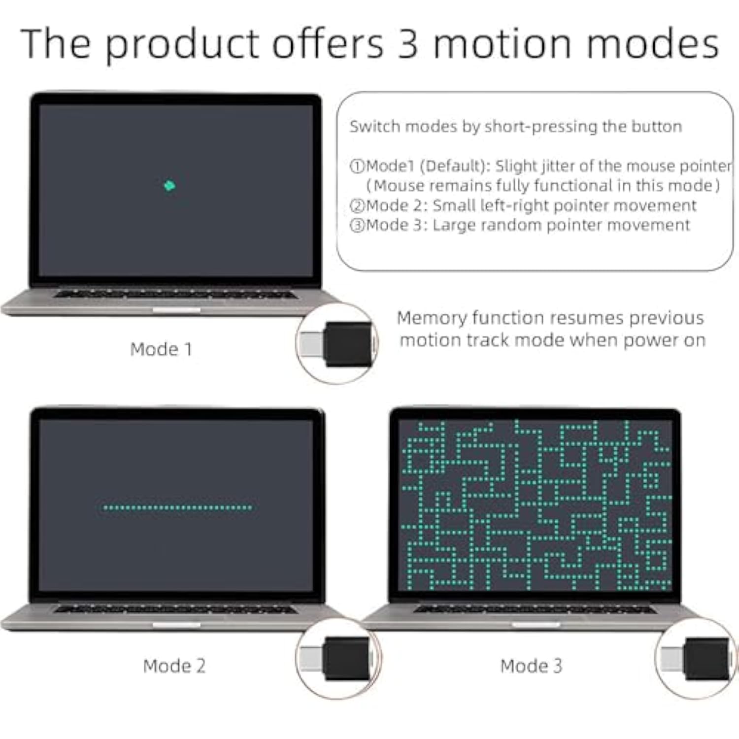 Mouse Jiggler Usb C – Undetectable Mouse Mover With On/Off Switch, Multi-Track Modes, Driver Free Plug And Play