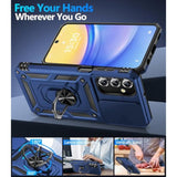 For Samsung Galaxy A15 5G Case With Screen Protector & Slide Camera Lens Cover,Builtin 360°Rotate Magnetic Ring Stand Shockproof Protective Phone Case For Samsung A15 5G Case (Blue)