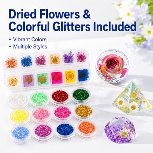 Epoxy Resin Kits And Molds Complete Set, 16Oz Resin Art Kit With Silicone Molds, Pigment, Dried Flowers, Crafts For Adults, Beginners, Art Supplies For Diy Lovers, Diy Gift For Women