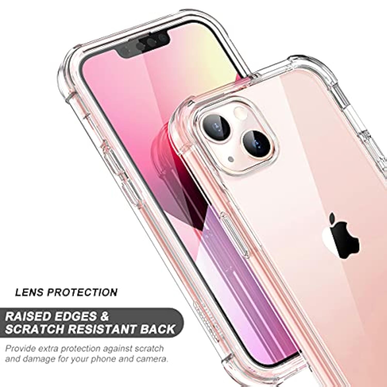 Clear Case For Iphone 13 (Only) 6.1-Inch, [Built-In Screen Protector] Full Body Protection Bumper Shockproof Rugged Cover For Iphone 13 -(Clear)