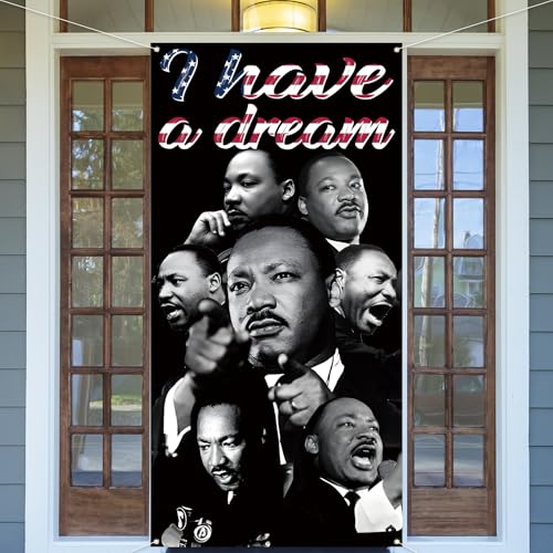Martin Luther King Jr. Day Door Cover I Have A Dream Photo Backdrop MLK Day Decor African American Peace Love Black History Month Decorations and Supplies for Home-71×35''