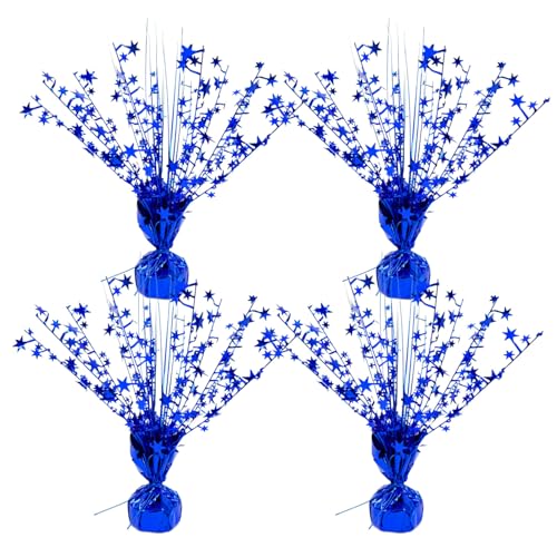 4-Pack Glitter Blue Star Centerpieces-Table Decorations for Home Decor Birthday Wedding Anniversary Decor (Blue)
