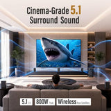 Home Theater System Wireless Rear Satellite Speakers 800W 6.5 inch Subwoofer 5.1/2.1 Channel Surround Sound Systems with ARC Optical Bluetooth Input