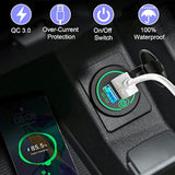 Car Usb Outlet 12V Charger Socket, Waterproof 36W Dual Qc3.0 Usb Power Socket With Touch Switch Diy For Car Boat Marine Rv Motorcycle Bus Truck Golf Cart, Green