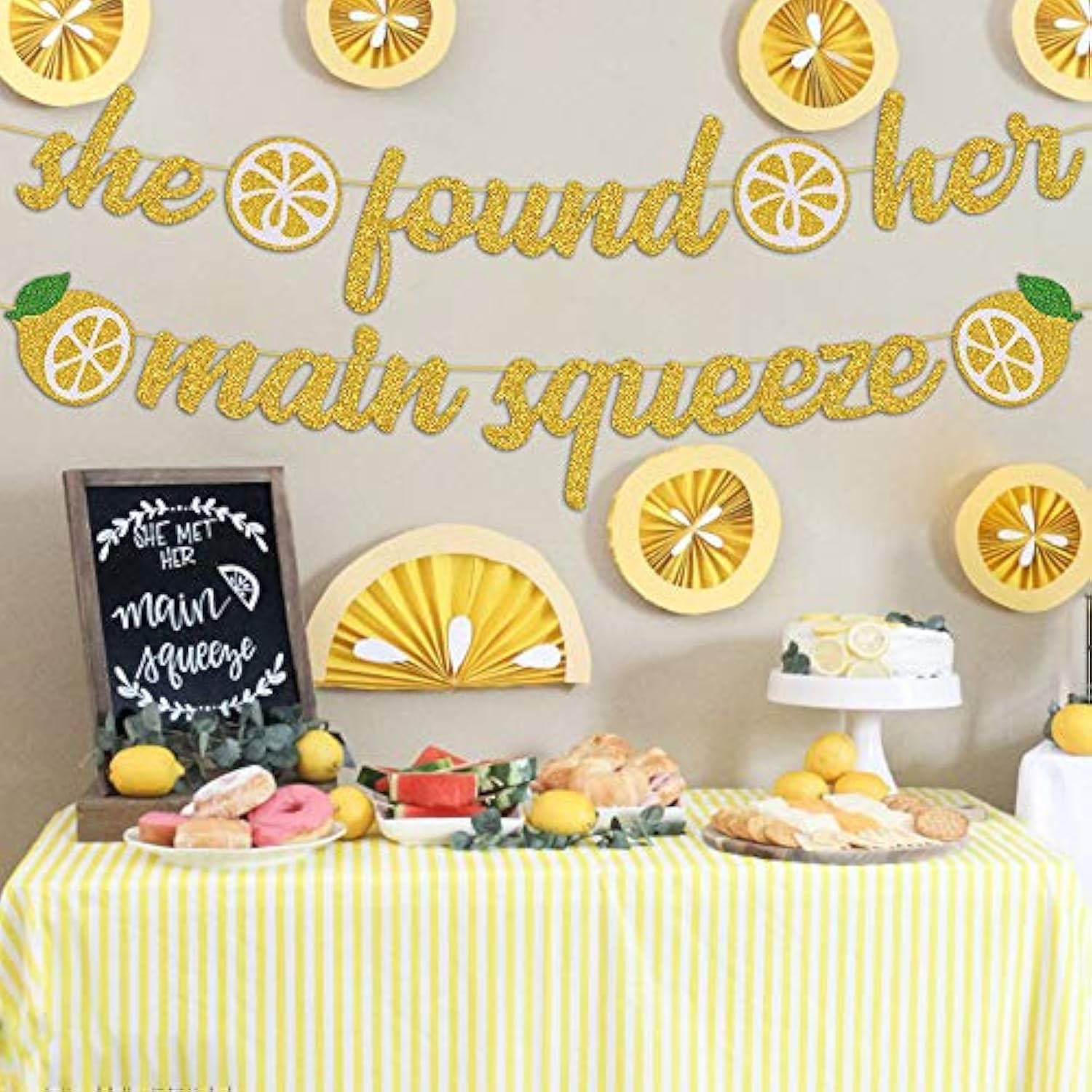 She Found Her Main Squeeze Bridal Shower Decorations For Lemon Citrus Lemon Theme Bride To Be Bachelorette Wedding Engagement Final Fiesta Hen Party Decor