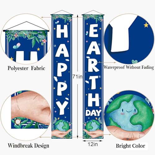 Happy Earth Day Decorations Outdoor Earth Day Welcome Porch Sign Banner April 22 Environmental Protection Earth Day Decorations and Supplies for Home
