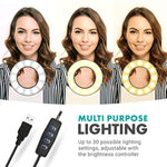 Vgc-1 Flexible Selfie Ring Light, 3 Lighting Modes, 10 Brightness Settings, Adjustable Neck, Usb Connection - Perfect For Live-Streaming, Makeup Tutorials, Vlogging, Tiktok Filming And More