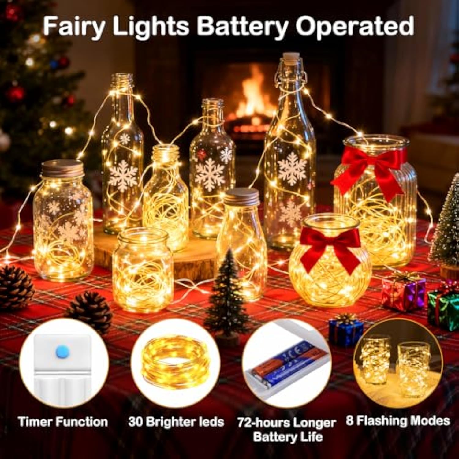10 Pack Fairy Lights With Timer,10Ft 30 Led String Lights 8 Modes Fairy Lights Battery Operated Waterproof For Diy Weddi