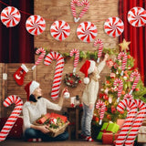 Red Candy Cane Foil Mylar Balloons for Christmas & New Year Party Decor