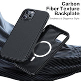 Magnetic For Iphone 12 Pro Max Case, Anti-Scratch Carbon Fiber Texture-Compatible With Magsafe - Military Grade Drop Protection - Slim Shockproof Phone Cover 6.7", Black