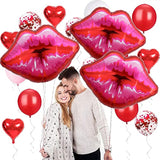 Pack Of 5 Large Pink Huge Red Lips Balloons For Makeup Themed Party Anniversary Decor, Kiss The Miss Goodbye(30 Inch)