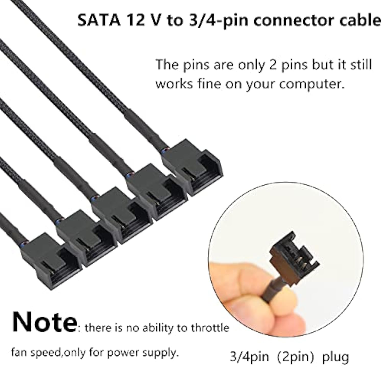 Sata Cooler Fan Adapter Cable,15 Pin Sata To 5 X 3 Pin / 4 Pin Fan Splitter Ca