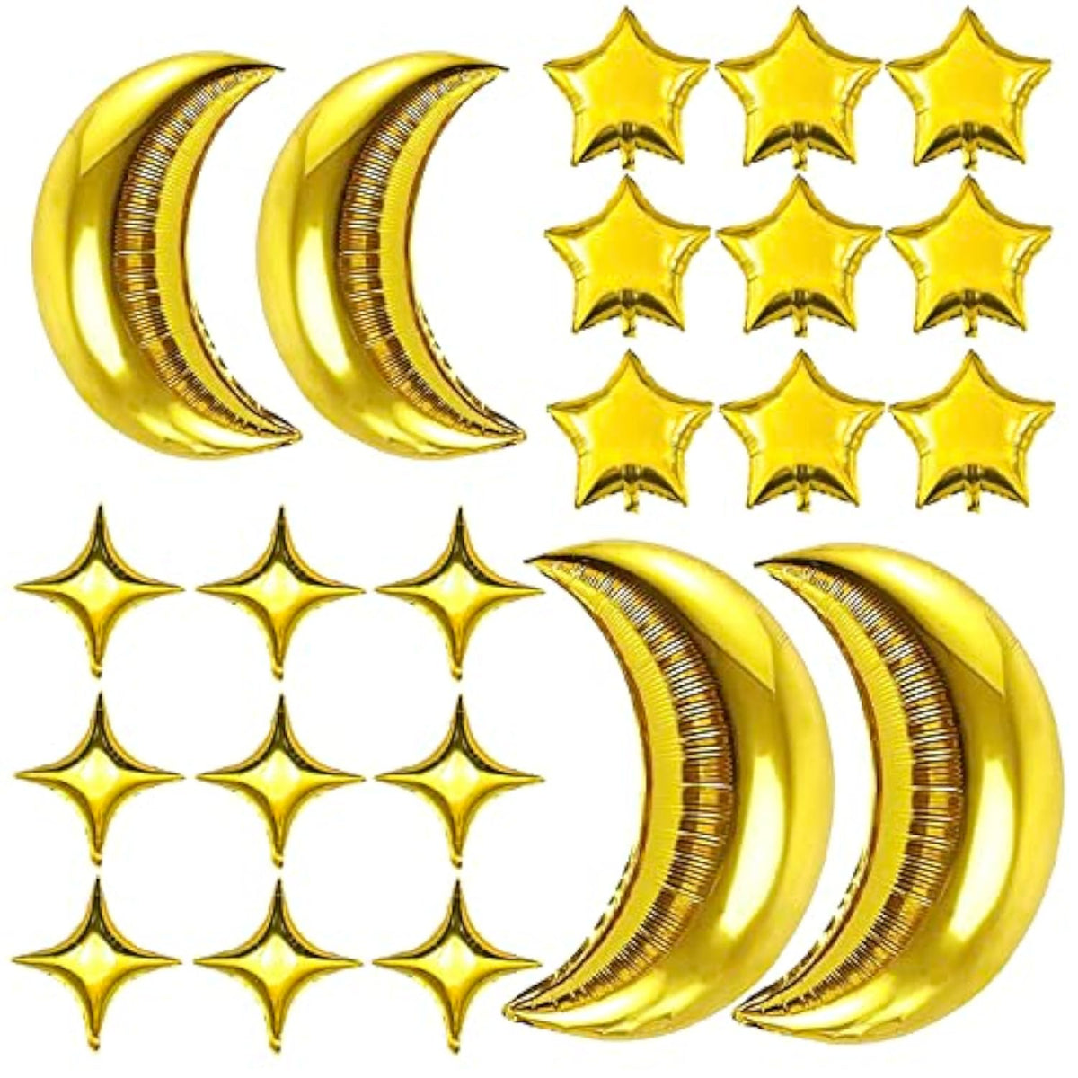 54Pcs Star & Moon Foil Balloon Kit – Gold Party Decor for Baby Shower  More