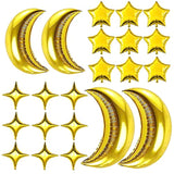 54Pcs Star & Moon Foil Balloon Kit – Gold Party Decor for Baby Shower  More