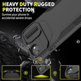 Heavy Duty Rugged Shockproof Protective Case for iPhone SE 2022/2020/3rd/2nd, iPhone 8/7 - 2 in 1 Built-in Slide Camera Cover & Screen Protector, Black, 4.7"