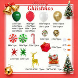 Christmas Balloon Garland Arch kit with Red White Green Gold Balloons, Confetti Balloons, Candy, Cane, Elk, Gift Box, Explosion-Star, Santa-Claus Sleigh Foil Balloons for Xmas Party Decorations