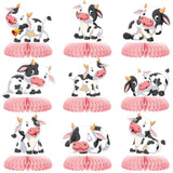9 Pcs Pink Cow Honeycomb Centerpieces Farm Animals Cow Table Topper Honeycomb Pink Cow Theme Party Honeycomb 3D Cow Print Table Decoration For Girl Party Baby Shower Western Cowboy Party Supplies