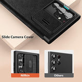 For Samsung Galaxy S23 Ultra Wallet Case With Card Holder And Camera Cover, Pu Leather Case With Magnetic Flip Cover, Card Slot, Slide Camera Protection (6.8 Inch) - Black