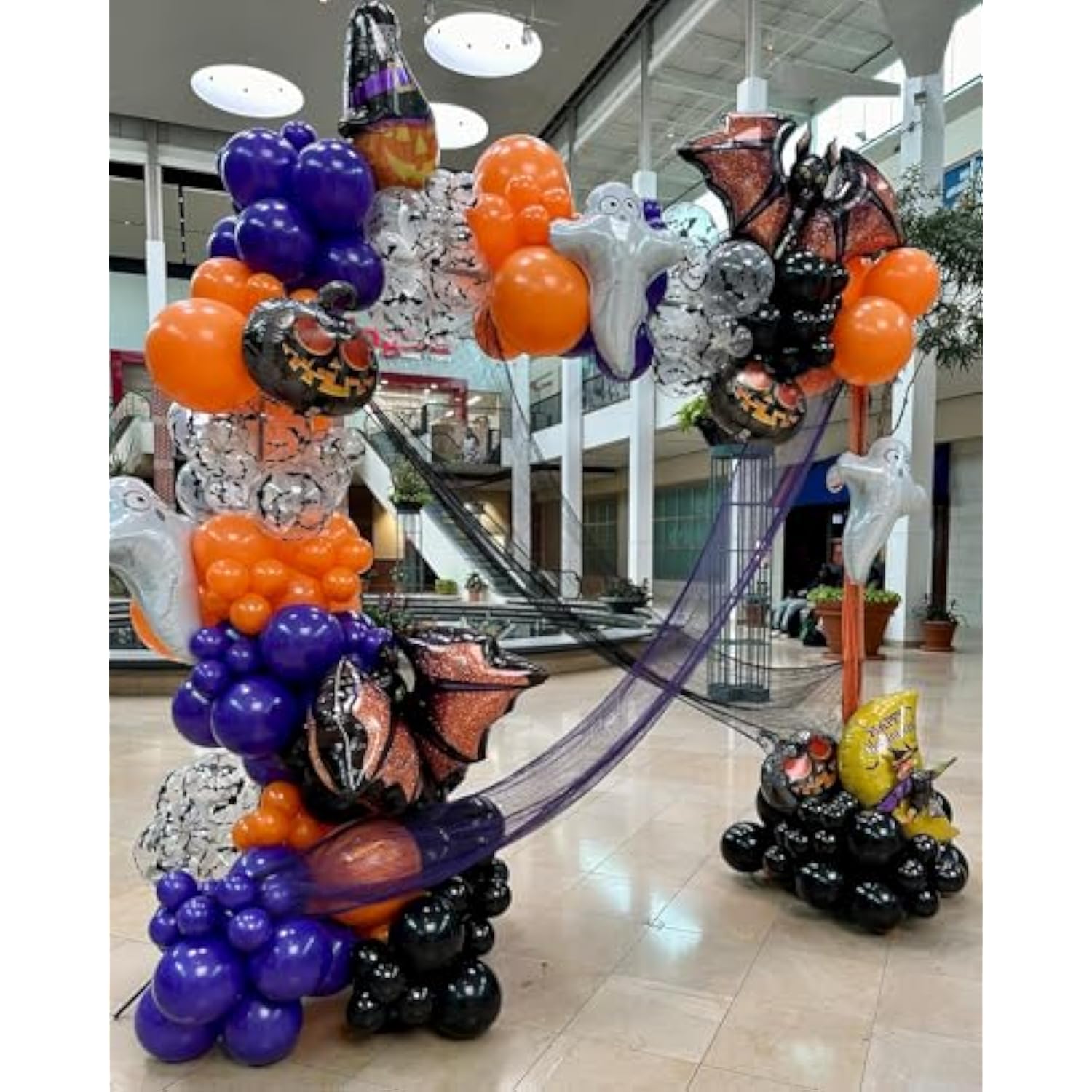 150Pc Halloween Balloon Arch Kit – Black Orange Purple with Eye & Confetti Balloons