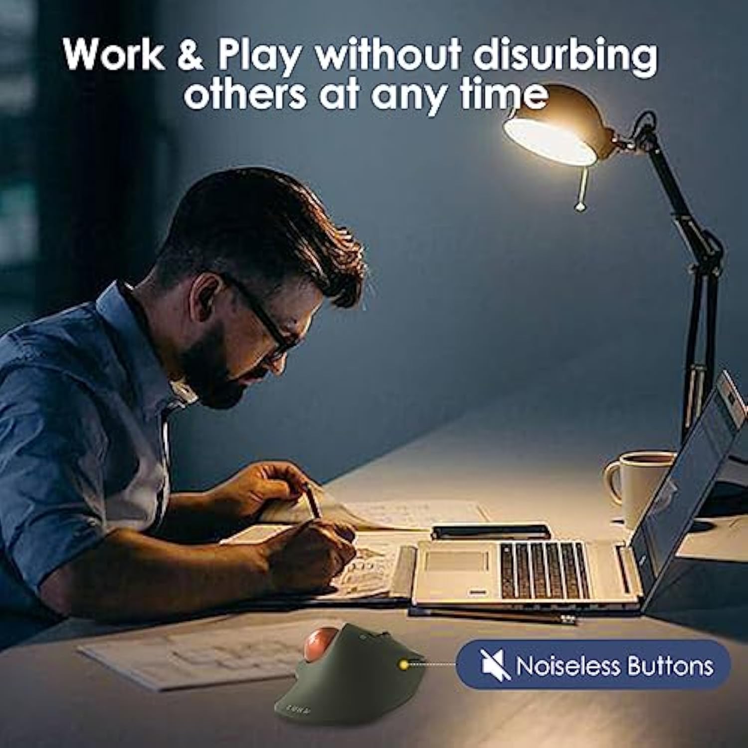 2.4G Wireless Ergonomic Trackball Mouse, Optical Rollerball Mice, Programmable Silent Buttons, 40Mm Trackball, 600/800/1200/1600 Adjustable Dpi, Compatible With Macbook, Laptop, Windows, Macos