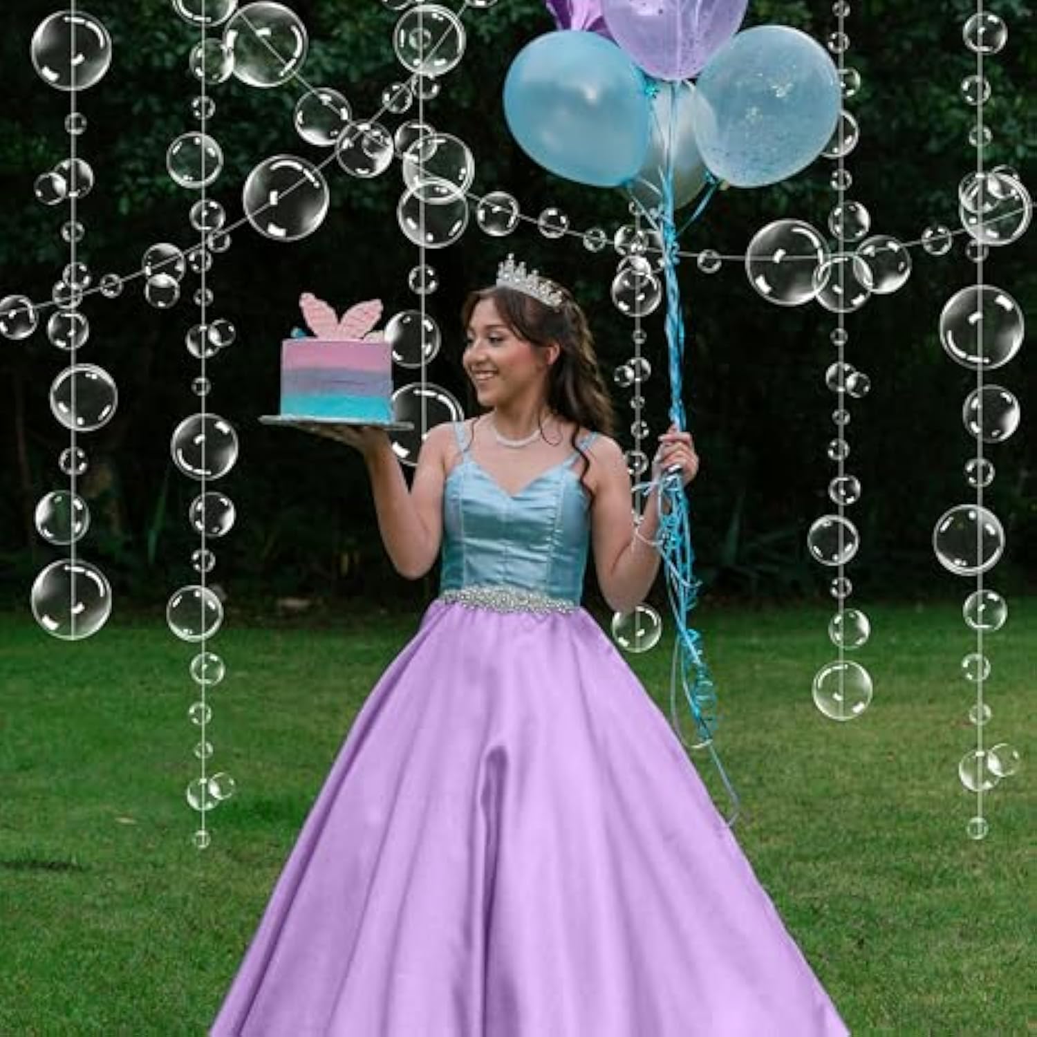 White Bubble Garland Under The Sea Party Decorations Bubble Streamers Mermaid Birthday Backdrop Spongebob Decor Nautical Banner Hanging Underwater Ocean Beach Party Supplies - Pack Of 10