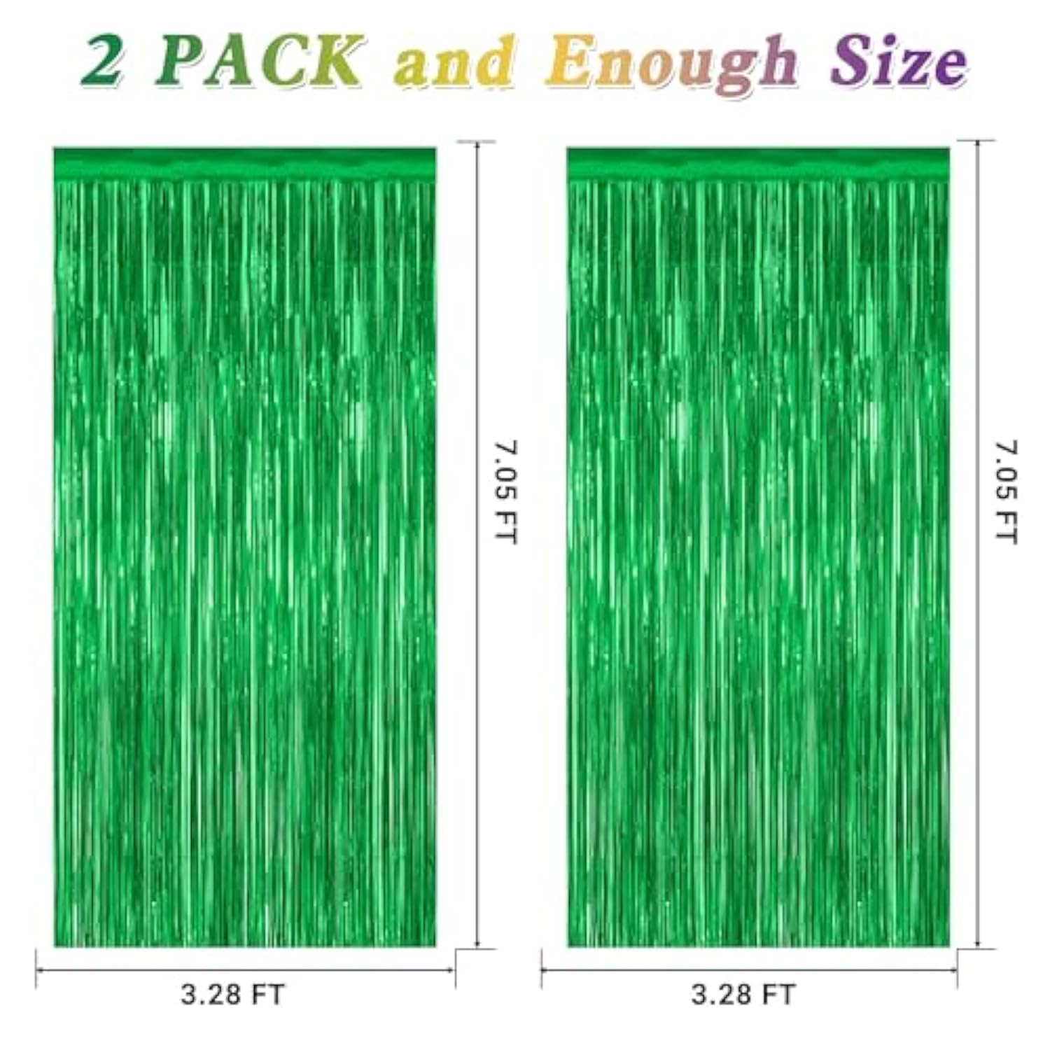 2 Pack Tinsel Backdrop 3.28x7.05ft Green Metallic Football Party Decor