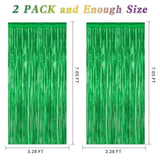 2 Pack Tinsel Backdrop 3.28x7.05ft Green Metallic Football Party Decor