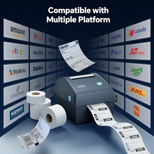 Industrial High-Speed Thermal Printer - 8Ips, 203 Dpi, For Large Warehouses & Logistics, Usb/Ethernet, Supports 4.25" Wide Labels, Perfect For Barcode Shipping & Receipts