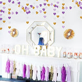 Purple-Gold Party-Decorations 3D Heart Garland - 39Ft White Purple Lavender Graduation Hanging Paper Streamers Banner, Women Birthday Wedding Engagement Baby Bridal Shower Decor