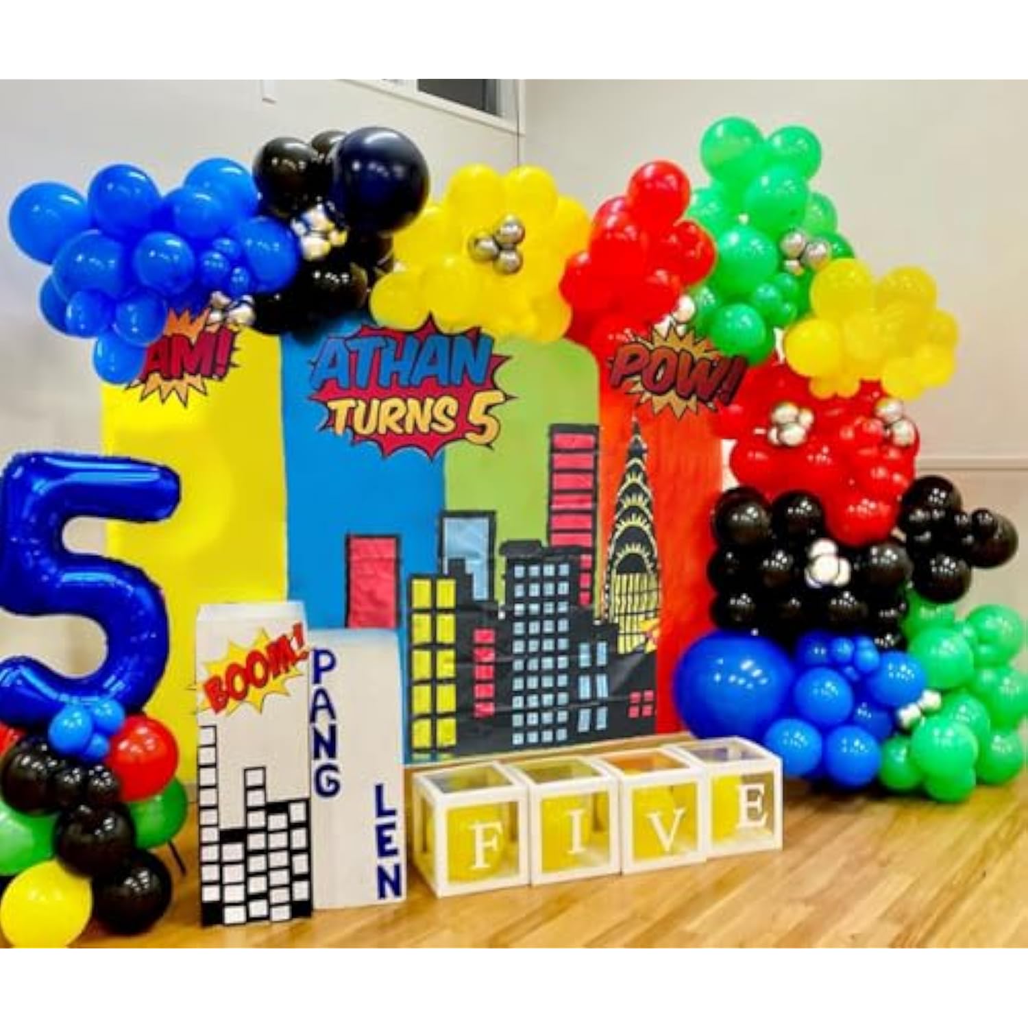 Red Yellow Blue Green Black Silver Balloon Arch Garland Kit-142Pcs Diy Metallic Chrome Colourful Balloon For Superhero Themed Party Baby Shower Graduation Birthday Decorations