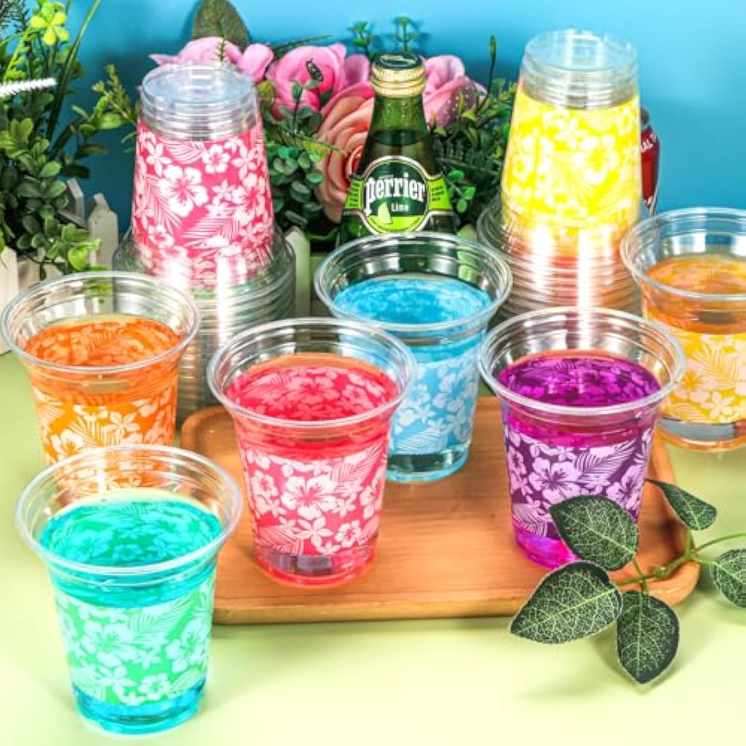 72 Pack Hawaiian Luau Party Decorations Cups -14Oz Disposable Tropical Party Cups For Hawaiian Luau Beach Theme Birthday Party Decorations